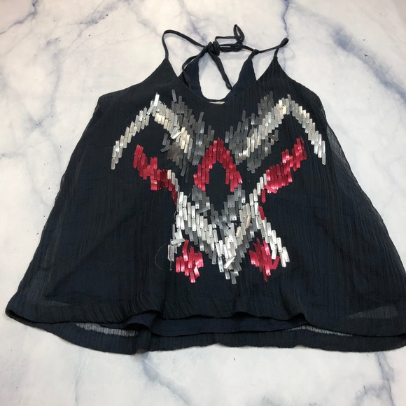 Urban Outfitters Ecote Navy Blue Sequin Tank Top - Picture 3 of 8